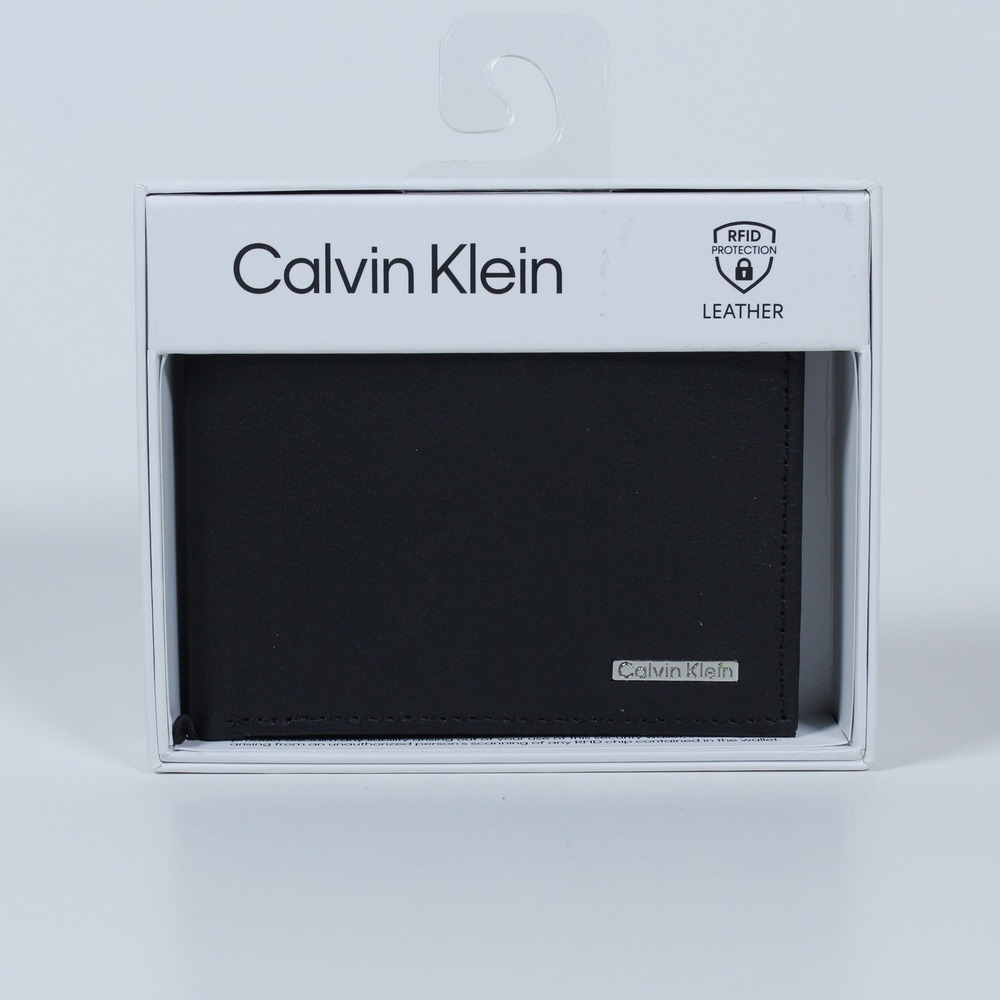 Calvin Klein Leather Wallet with RFID Protection - New in Box - Men's Black